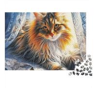 Long Haired Cat 1000 Piece Jigsaw Puzzle Paper Puzzle Game for Adults Indoor Cozy Setting Focus Relax Home Decor 70x50cm/1000pcs