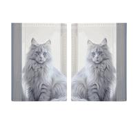 Long Haired Cat Passport Holder for Women Men PU Leather Passport Travel Wallet with Multiple Pockets