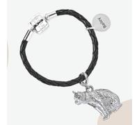 Long-Haired Cat Silver Keyring - Personalised