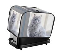 Long Haired Cat Toaster Cover 2 Slice, Waterproof Bread Machine Covers with Pockets Universal Size Kitchen Small Appliance Cover with Handle, Dust and Fingerprint Protection