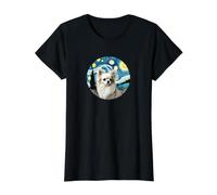Long Haired Chihuahua Dog Mom - Van Gogh Starry Night Style Value Graphic T-Shirt, Women, Black, S