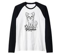 Long Haired Chihuahua Mama Dog Owner Sketch Raglan Baseball Tee