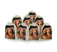 Long Haired Dachshund 8 PCS Muslin Bags with Drawstring Sachet Bags Empty Small Cotton Drawstring Bag Muslin Reusable & Washable Cotton Bag for Herb Spice Candy Soap Jewelry Wedding Gift Pouches
