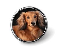 Long Haired Dachshund Badge Holder Exquisite Round Badge with Picture Pin DIY Button Badges Personalized Metal Button Pin Fashion Brooch Crafts Gifts Clothes Decorative Pins