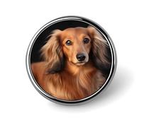 Long Haired Dachshund Badges Circle with Button Design, Personalized Picture Pin Brooches, Round Badge Holders for Decorate Hat Shirt Clothing Bag Accessories