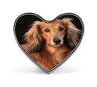Long Haired Dachshund Button Pin Heart Shape Alloy Lapel Pins Badges Novelty Funny Enamel Pins Personalized Pinback Button Badges Cute Heart Brooche for Jackets Bags