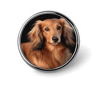 Long Haired Dachshund Button Pins - Personalized Round Badges for Women Men Custom Photo Buttons for Backpack Cloth Decoration Souvenir Gifts, Metal Badge Brooch Party Costume Accessory