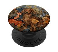 Long Haired Dachshund Dog Arts and Crafts Floral PopSockets Adhesive PopGrip