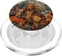 Long Haired Dachshund Dog Arts and Crafts Floral PopSockets PopGrip for MagSafe