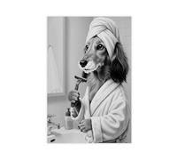 Long Haired Dachshund Dog Bathroom Art Canvas Poster Bedroom Decor Landscape Office Room Decor Gift 16x24inch(40x60cm)