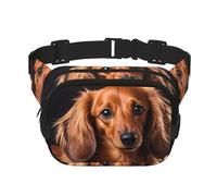 Long Haired Dachshund Fanny Pack For Women Waterproof Adjustable Belt Bags Waist Pack Fashion Casual Crossbody Bags Bum Bag For Running Workout Hiking Traveling, Black, One Size