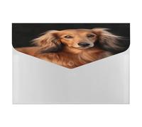Long Haired Dachshund File Folder with Snap&6 Pockets Reusable File Organizer Portable Document Paper Bill Receipt Organizer Plastic Envelopes for Office College Letter Size