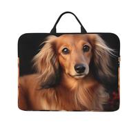 Long haired Dachshund Laptop Case 14 Inch Laptop Sleeve Computer Carrying Bag Shockproof Protective Notebook Case Portable Laptop Bag Waterproof Briefcase Bag for Men Women