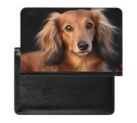 Long Haired Dachshund Passport Holder with 3 Card Slots, Portable PU Leather Travel Wallet, Slim Protective Cover for Passport, ID, Credit Cards