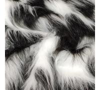 Long Haired Faux Fur Fabric Material - White Black - Various Lengths - AC 356 / YF54 (1 Metre 150cm x 100cm)