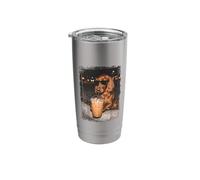 Long Haired Irish Setter Vibing with Iced Coffee At Night Stainless Steel Insulated Tumbler