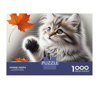 Long Haired Kitten 1000 Piece Jigsaw Puzzle Paper for Adults Autumn Maple Leaf Puzzle Game for Family Home Relaxation Focus Gift 70x50cm/1000pcs