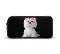Long Haired Shih Tzu Cute Pencil Case Large Capacity Portable Zippered Pen Pouch Bag for Office Unisex