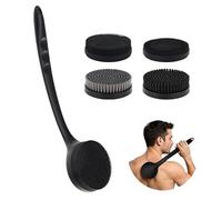 Long Handle Back Scrubber for Shower, Silicone & Nylon Body Brush with 4 Replaceable Heads, Exfoliating Bath Brush for Deep Cleansing, Gentle Massage & Dead Skin Removal,2 Pack