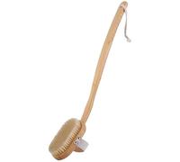 Long Handle Bamboo Bath Brush, Body Scrubber with Hanging Rope, Mild Exfoliation/deep Cleaning, Nine-Tooth Anti-Slip Pattern(Original Color A)