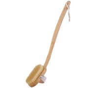 Long Handle Bamboo Bath Brush, Body Scrubber with Hanging Rope, Mild Exfoliation/deep Cleaning, Nine-Tooth Anti-Slip Pattern(Original Color B)