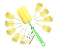 Long handle bottle brush sponge set featuring 9 pieces for daily kitchens