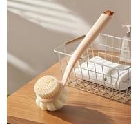 Long Handle Brush for Scrubbing - Dual Sided Exfoliating Shower Brush with Soft and Stiff Bristles - 37cm Bath Essentials(Orange)