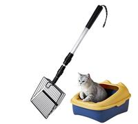 Long Handle Cat Litter Scoop, Cat Litter Scoop with Long Handle, Pet Chicken Sifting Poop Removable Shovel, Adjustable Fine Mesh Chicken Poop Scooper for Large Clumps of Multi-Cat Family