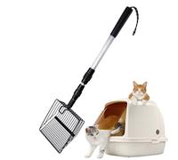 Long Handle Cat Litter Scoop - Detachable Sifting Poop Shovel | Extendable Pet Scooper For Multi Cat Families | Adjustable Fine Mesh Tool, Big Clumps Chicken Poop Outside Dog Waste Cleaning