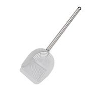 Long Handle Cat Litter Scoop, Stainless Steel Long Handle Half Round Shovel Effective Pet Waste Pickup Pet Sand Sifter Poop Scooper for Beaches Pet Cat Litter Boxes (White)