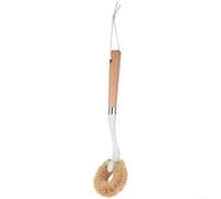 Long Handle Coconut Pot Brush 34cm Beech Wood Grip Hangable Kitchen Design | Natural coconut fiber bristles for effective scrubbing Suitable for pots sinks stovetops Heat and oil resistant