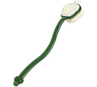 Long Handle Dual Sided Bath Brush with Soft Bristles for Exfoliating Shower Massage and Hair Washing, Extended Grip for Back Cleaning(Transparent Green)