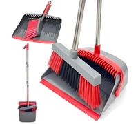 Long Handle Dustpan and Brush Set, Upright Broom & Dustpan with Soft Bristles, Sweeping Set for Laminate, Wooden Floors, Carpets & Pet Hair, Easy-Store Cleaning Tool for Indoor & Outdoor