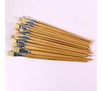 Long Handle Flat Tip Hog Bristle Brushes Sizes 4, 6, 8, 10, 14 and 18 Pack of 60 by BCreative ®