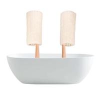 Long Handle Loofah Bath Brush Wooden Body Scrubber 36x10cm | Wood and Loofah Build, Expands When Wet, Easy to Hang, Dries Faster, for Bath Use