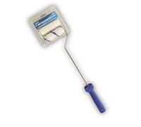 Small Long Handled Paint Roller Set 4 inch - 2 Roller Refills Foam and Fabric Heads - Long Reach Decorating Paint Roller - Suitable for Walls Ceilings Radiator and skirting Boards.