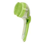 Long Handle Pet Bathing Brush with Integrated Shampoo Dispenser Soft Silicone Grooming and Massage Tool for Dogs Cats and Small Animals (Green, 30X13X8.5cm)