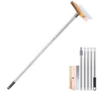 Long handle pizza stone brush with copper wire bristles to facilitate all types of ovens