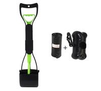 Long Handle Pooper Scooper with Garbage Bag Bone-Shaped Storage Box Foldable Pet for Dogs Cats Ergonomic Design One-Handed Operation Non-Stick Surface Premium Portable Easy to Clean