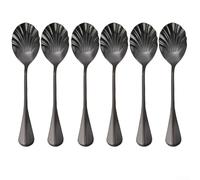 Long Handle Shell Design Spoon Perfect for Elegant Dessert Serving in Restaurants and Special Events (black)