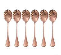 Long Handle Shell Design Spoon Perfect for Elegant Dessert Serving in Restaurants and Special Events (rose gold)