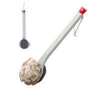 Long Handle Shower Brush - Soft Exfoliating Body Cleanser for Smooth Skin, Double Sided Design with Comfortable Handles, Bath Scrub for Hind Legs and Use Under Spa Showers at Home, 14.96