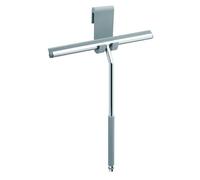 Long Handle Shower Squeegee for Glass Doors - Stainless Steel with Silicone Hook Holder - Scrubber for Shower Tile Wall Cleaning, Bathroom Cleaner - Big Shower Door Sweep Wiper with Rubber Hanger
