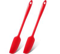 Long Handle Silicone Jar Spatula Non-Stick Rubber Scraper Heat Resistant Spatula Silicone Scraper for Jars, Smoothies, Blenders Cooking Baking Stirring Mixing Tools (Red,2 Pieces) (Red, 2)