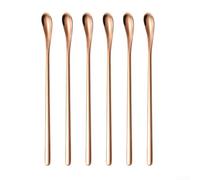 Long Handle Spoon, 304 Stainless Steel Japanese Creative Chocolate Spoon, 6pcs Deep Jar Honey Coffee Stirring Milk Tea Smoothie Spoon Set(rose gold)