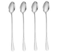 Long Handle Spoon 4Pcs 8" Mirror Polished Food Safe Stainless Steel Long Spoon, Ideal for Latte, Espresso, Hot Chocolate, Dessert, Ice Cream, Sundae