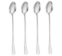 Long Handle Spoon 4Pcs 8" Mirror Polished Food Safe Stainless Steel Long Spoon, Ideal for Latte, Espresso, Hot Chocolate, Dessert, Ice Cream, Sundae, Tea Spoons