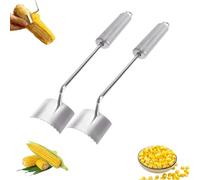 Long Handle Stainless Steel Corn Stripping Tool, Corn Cob Stripper Cutter,Long Oval Ergonomic Handle Corns Remover Tool for Cob, 2025 Upgraded Gadget Tools for Corns on The cobs (2pcs)