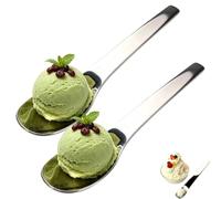 Long-Handle Stainless Steel Dessert Spoon with Long Ergonomic Handle (2PC) | 304 Stainless Steel Deep Ice Cream Spoons for Iced Tea Milk Shake Ice Cream Sundeas Cool- Elegant Long Handled Teaspoons