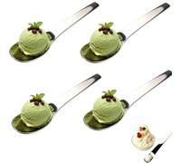 Long-Handle Stainless Steel Dessert Spoon with Long Ergonomic Handle (4PC) | 304 Stainless Steel Deep Ice Cream Spoons for Iced Tea Milk Shake Ice Cream Sundeas Cool- Elegant Long Handled Teaspoons